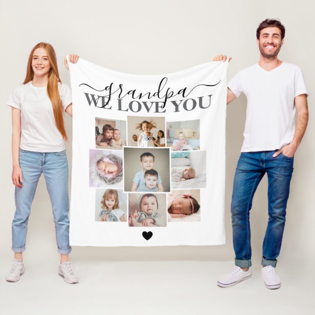 Personalisierte 9 Foto- und Textfoto-Collage Fleecedecke (Beispiel)