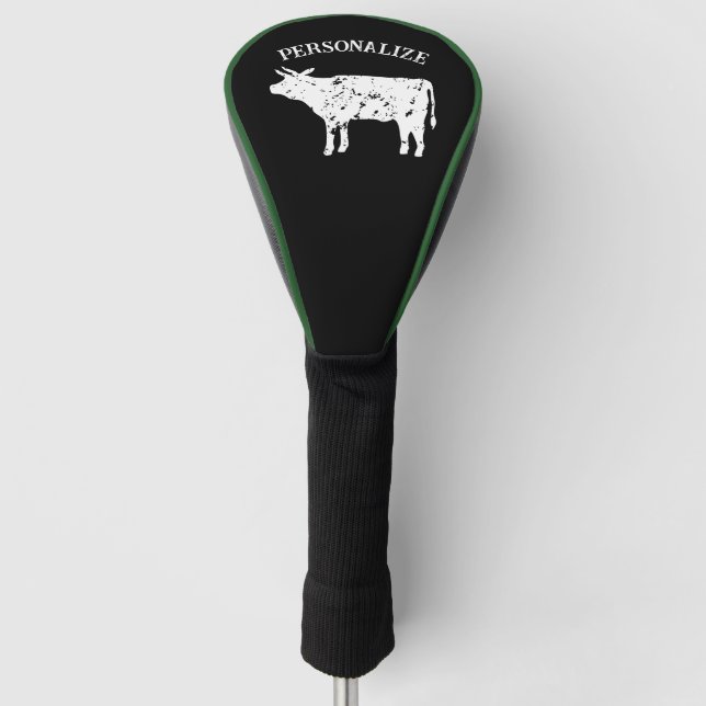 Personalisierte Abdeckung mit Kuh-Silhouette Golf Headcover (Vorderseite)