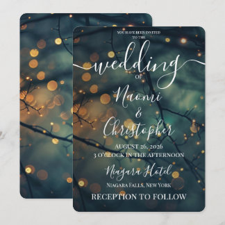 Personalisierte Abend-Bokeh-Zweige Hochzeit Einladung