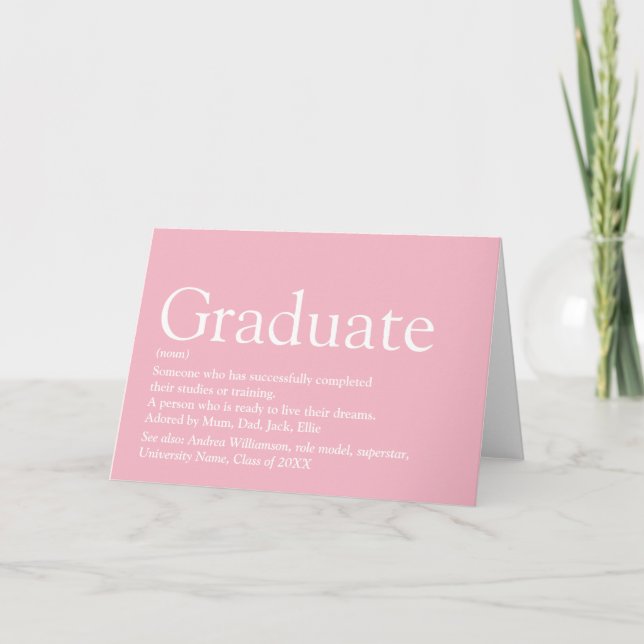 Personalisierte Abiturdefinition Girl Pink Karte (Vorderseite)