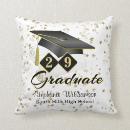 Personalisierte Abschluss Black & Gold Stars Kissen