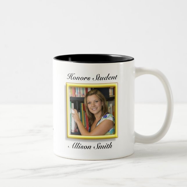 Personalisierte Abschluss-Foto-Tassen Zweifarbige Tasse (Rechts)