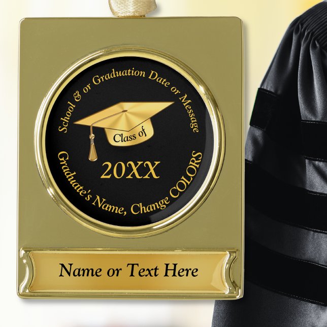 Personalisierte Abschluss-Ornamente aus Schwarz un Banner-Ornament Gold (Personalized Graduation Ornaments. Graduation gifts for BF. Graduation Ornament 2024, 2023, 2025)