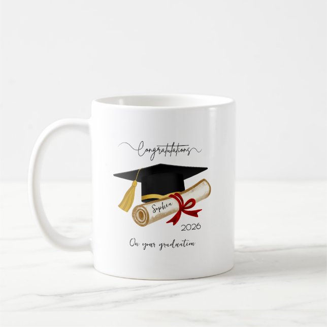 Personalisierte Abschlussglückwünsche Kaffeetasse (Links)