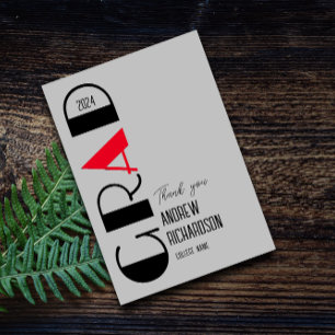 Personalisierte Abschlusskarten schwarz weiß rot S Dankeskarte