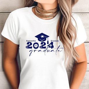 Personalisierte Abschlussklasse 2024 Marineblau T-Shirt
