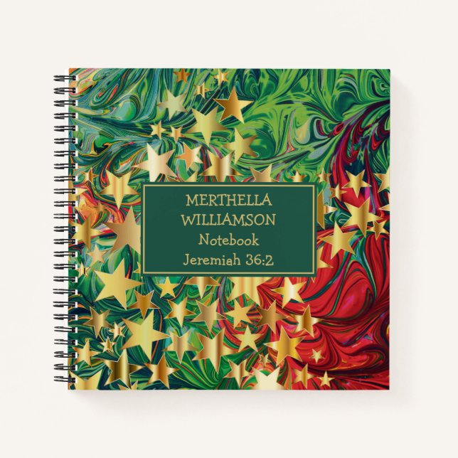PERSONALISIERTE ABSTRAKTE CHRISTMAS STARS NOTIZBUCH (Vorderseite)