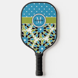 Personalisierte Abstrakte Flora, Polka Dosen, Mono Pickleball Schläger