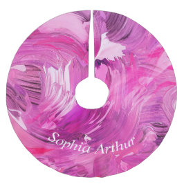 Personalisierte Abstrakte Kunst Lila Rosa Moderne Polyester Weihnachtsbaumdecke