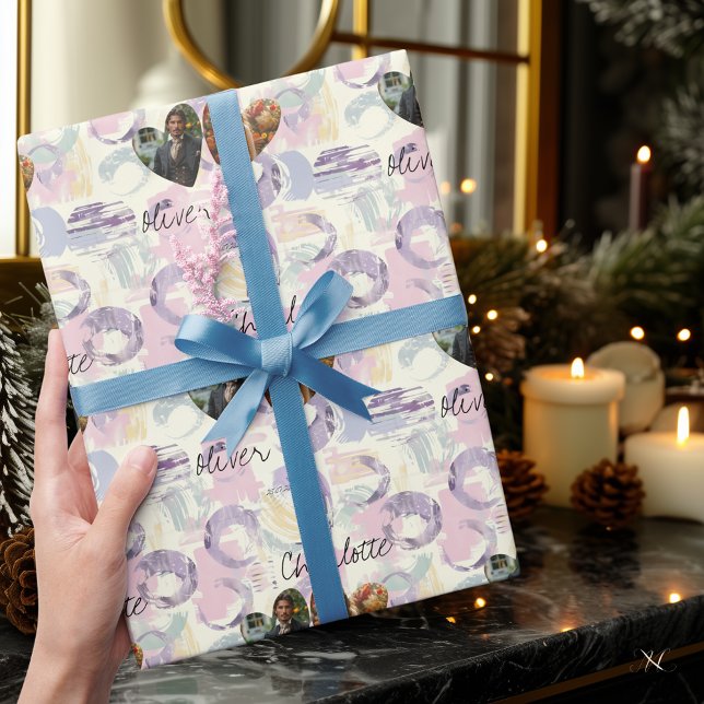 Personalisierte Abstrakte Kunst mit Fotos und Name Geschenkpapier (Von Creator hochgeladen)