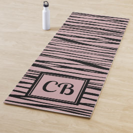 Personalisierte abstrakte Linie Schwarz Rosa Grau Yogamatte