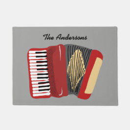 Personalisierte Accordion Spieler rot und grau Fußmatte