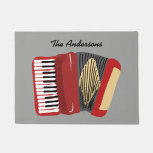 Personalisierte Accordion Spieler rot und grau Fußmatte