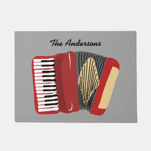 Personalisierte Accordion Spieler rot und grau Fußmatte (Vorderseite)