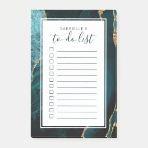 Personalisierte Achat-Geoden-Türkis-Gold-To-Do-Lis Post-it Klebezettel