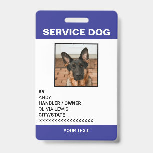 Personalisierte ADA Card Service Dog Foto ID Ausweis