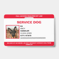 Personalisierte ADA Card Service Dog Foto ID