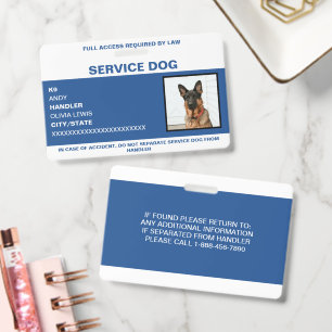 Personalisierte Ada-Karte Servicehund-Foto-ID Ausweis