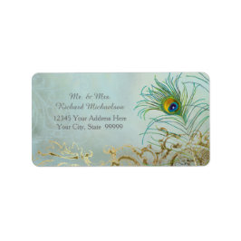Personalisierte Adresse Elegante Pfauen Feathers A Adressaufkleber