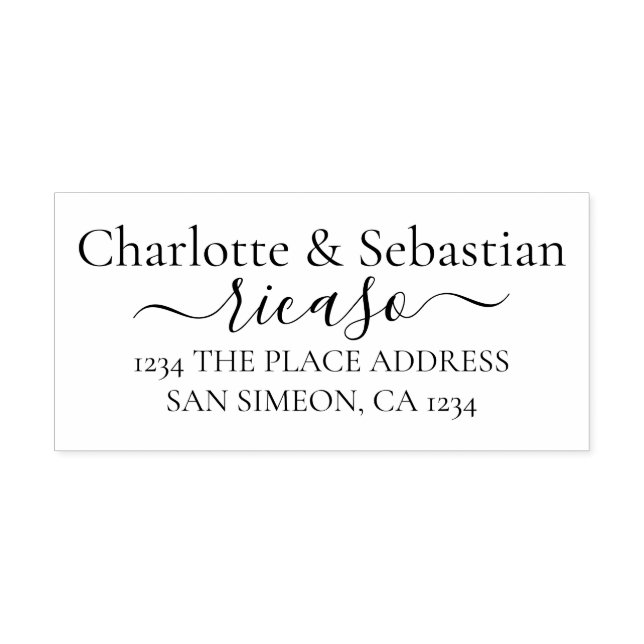 Personalisierte Adresse: Eleganter Scroll Text Gummistempel (Prägung)
