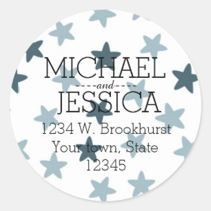 Personalisierte Adresse von Blue Stars Runder Aufkleber