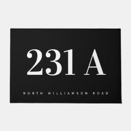 Personalisierte Adressnummer Modern Schwarz & Weiß Fußmatte