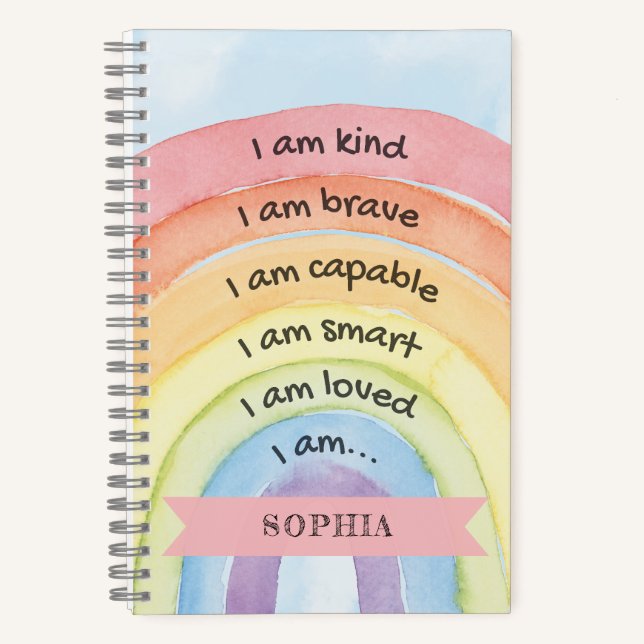 Personalisierte Affirmation Rainbow Notizbuch (Vorderseite)