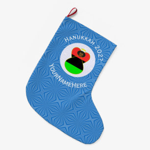 Personalisierte Afrikanische Diaspora Engel Chanuk Großer Weihnachtsstrumpf