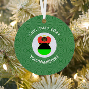Personalisierte afrikanische Diaspora-Engel-Weihna Ornament Aus Metall