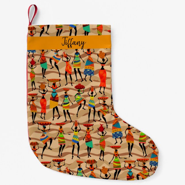 Personalisierte afrikanische Frauen Kleiner Weihnachtsstrumpf (Vorderseite)