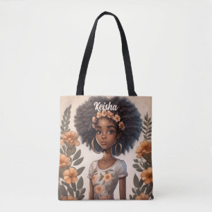 Personalisierte Afroamerikanerin Tote Tag Tasche