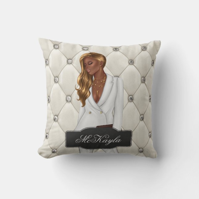 Personalisierte afroamerikanische CEO Boss Woman T Kissen (Vorderseite)