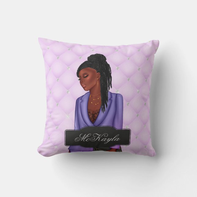 Personalisierte afroamerikanische CEO Boss Woman T Kissen (Vorderseite)