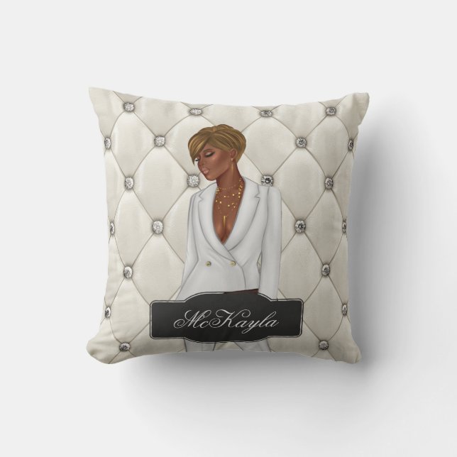 Personalisierte afroamerikanische CEO Boss Woman T Kissen (Vorderseite)