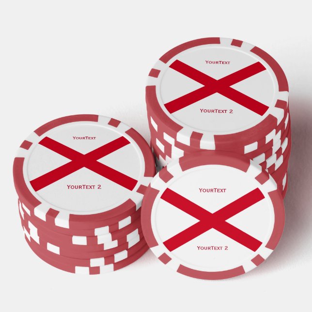 Personalisierte Alabama-Statusflagge auf Pokerchips (Stapel)