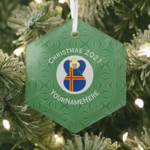 Personalisierte Ålander-Engel-Weihnachtsflagge Ornament Aus Glas