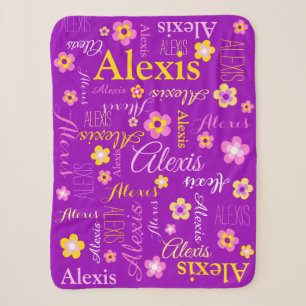 Personalisierte Alexis-Blume und Namenstext Sherpadecke