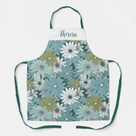 Personalisierte All-over-Print Blue Daisy-Schürze, Schürze