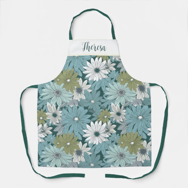 Personalisierte All-over-Print Blue Daisy-Schürze, Schürze (Vorderseite)