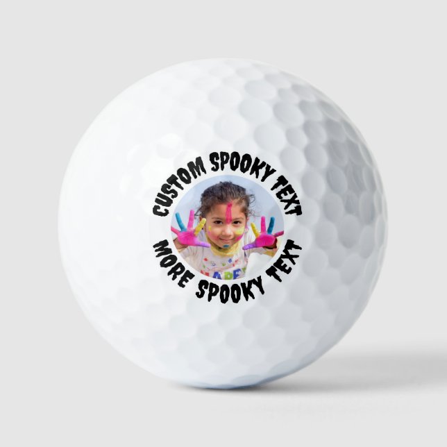 Personalisierte All Spooky Schriftart Fun Foto Gol Golfball (Vorderseite)