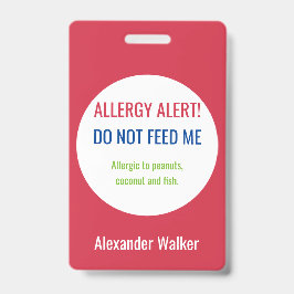Personalisierte Allergiealarm für Kinder Ausweis
