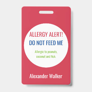 Personalisierte Allergiealarm für Kinder Ausweis