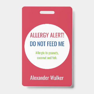 Personalisierte Allergiealarm für Kinder Ausweis