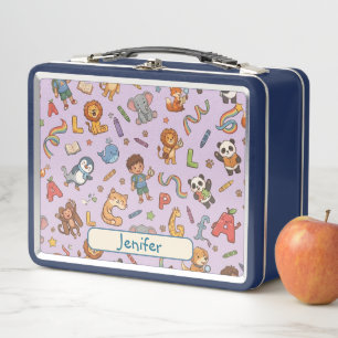 Personalisierte Alphaland Kinder Lunch Blue Box Metall Brotdose