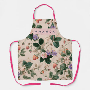 Personalisierte alte Erdbeeren botanisch floral Schürze