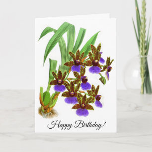 Personalisierte alte lila-burgunderrote Orchideenb Karte