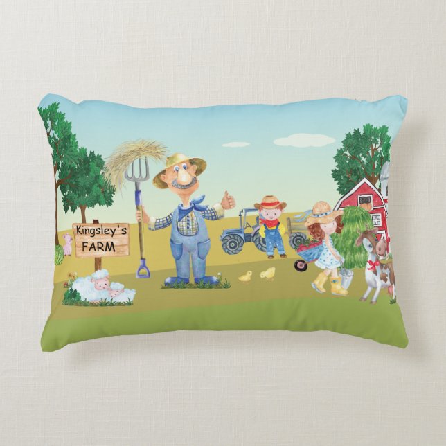 Personalisierte alte MacDonald's Farm Dekokissen (Vorderseite)
