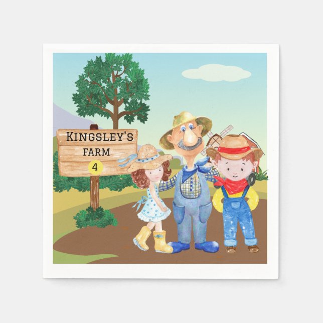 Personalisierte alte MacDonald's Farm Serviette (Vorderseite)