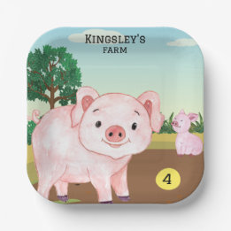 Personalisierte alte MacDonald's-Schweinefarm Pappteller