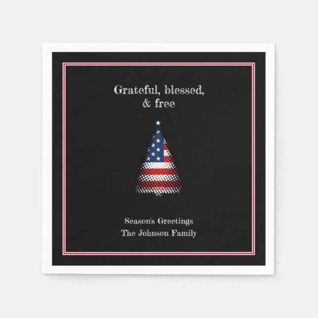 Personalisierte amerikanische Fahne Weihnachtsbaum Serviette (Vorderseite)